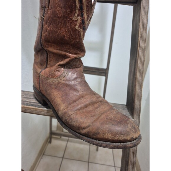 Lucchese 1883 Mad Dog Leather Brown Roper Boots S 9.5D TO121C2  Western USA main image 8